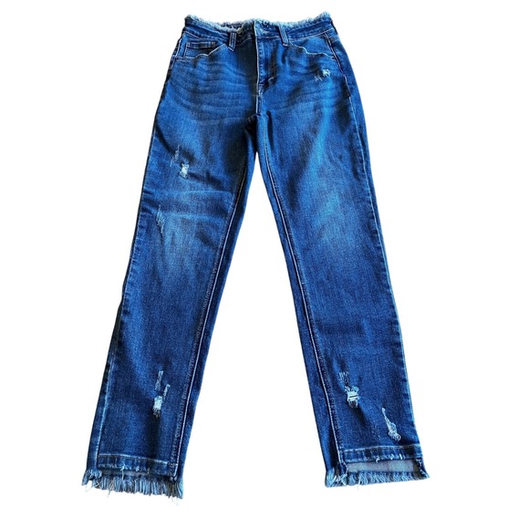 Risen Denim - Risen 1262 Frayed Raw Edge High Waisted Distressed Skinny Jean Womens Blue 29‎